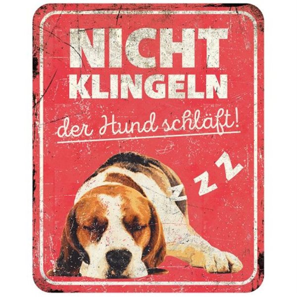 Warnschild Beagle rot