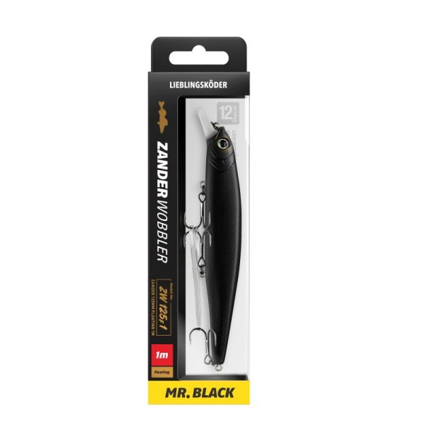 Lieblingsköder Zanderwobbler Mr. Black 12,5 cm 20g 0,3 bis 1,0 m Lauftiefe
